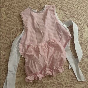 Pink Gingham Kids Bib and Bloomers Set